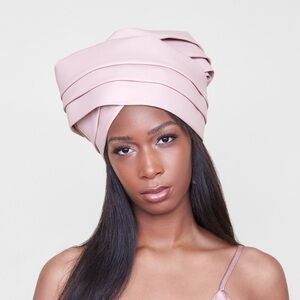 Pink Faux Leather Crown Headwrap Turban